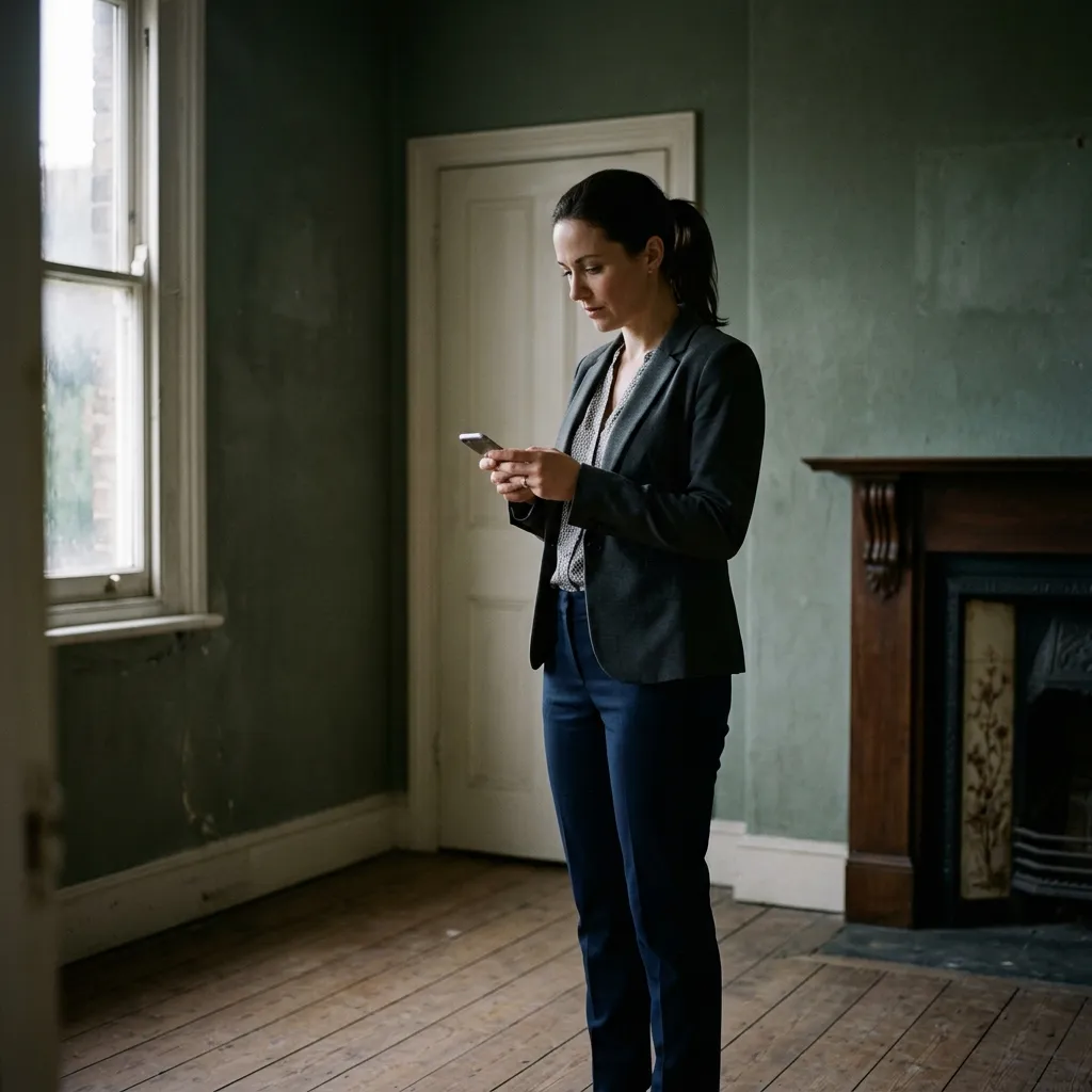 Estate agent conducting a solo property viewing — lone worker in the field